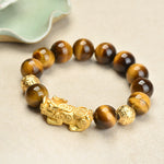 Buddha Stones Natural Tiger Eye Pixiu Fu Character Om Mani Padme Hum Bead Courage Bracelet