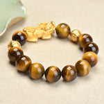 Buddha Stones Natural Tiger Eye Pixiu Fu Character Om Mani Padme Hum Bead Courage Bracelet