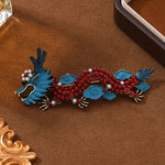 Buddha Stones Blue Dragon Red Turquoise Luck Brooch