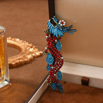 Buddha Stones Blue Dragon Red Turquoise Luck Brooch
