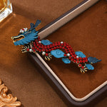 Buddha Stones Blue Dragon Red Turquoise Luck Brooch