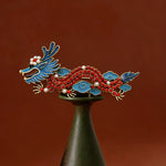 Buddha Stones Blue Dragon Red Turquoise Luck Brooch