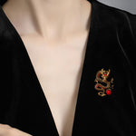 FREE Today: Protection and Strength Domineering Dragon Pearl Brooch