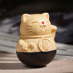 FREE Today: Protection and Blessing Attract Wealth Mini Lucky Cat Ebony Beech Wood Carved Decoration 4.7*4cm