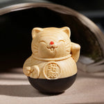 FREE Today: Protection and Blessing Attract Wealth Mini Lucky Cat Ebony Beech Wood Carved Decoration 4.7*4cm