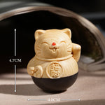 FREE Today: Protection and Blessing Attract Wealth Mini Lucky Cat Ebony Beech Wood Carved Decoration 4.7*4cm