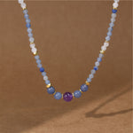 Buddha Stones Natural Blue Aventurine White Jade Bead Calm Necklace