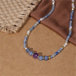 Buddha Stones Natural Blue Aventurine White Jade Bead Calm Necklace