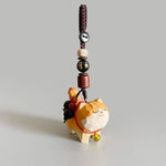 Buddha Stones Orange Tabby Cat Linden Wood Peach Wood Peace Safe Plum Blossom Om Mani Padme Hum Purity Key Chain