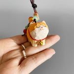 FREE Today: Purity and Focus Orange Tabby Cat Linden Wood Peach Wood Peace Safe Plum Blossom Om Mani Padme Hum Purity Key Chain