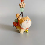Buddha Stones Orange Tabby Cat Linden Wood Peach Wood Peace Safe Plum Blossom Om Mani Padme Hum Purity Key Chain