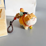 Buddha Stones Orange Tabby Cat Linden Wood Peach Wood Peace Safe Plum Blossom Om Mani Padme Hum Purity Key Chain