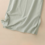 Buddha Stones Summer Minimalist Side Slit Solid Women's Summer Sleeveless Dress With Pocket