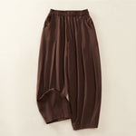 Buddha Stones Spring Casual Elastic Waist Pleated Solid Women's Harem Pants With Pockets