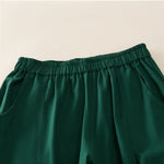 Buddha Stones Spring Casual Elastic Waist Pleated Solid Women's Harem Pants With Pockets