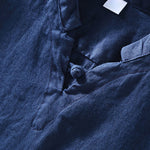 Buddha Stones Summer Casual Mandarin Collar Frog Button Solid Linen Men's Short Sleeve Shirt