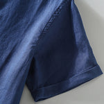 Buddha Stones Summer Casual Mandarin Collar Frog Button Solid Linen Men's Short Sleeve Shirt