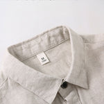 Buddha Stones Summer Minimalist Button-Up Side Slit Solid Linen Men's Short Sleeve Shirt