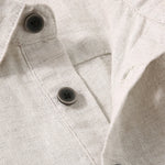 Buddha Stones Summer Minimalist Button-Up Side Slit Solid Linen Men's Short Sleeve Shirt