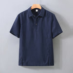 Buddha Stones Summer Minimalist Button-Up Side Slit Solid Linen Men's Short Sleeve Shirt