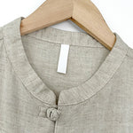 Buddha Stones Summer Minimalist Mandarin Collar Frog Button Solid Men's Short Sleeve Shirt