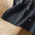 Buddha Stones Summer Embroidery Floral Women's Sleeveless Shirts With Pockets