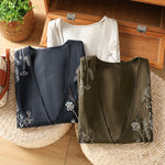 Buddha Stones Summer Embroidery Floral Women's Sleeveless Shirts With Pockets