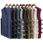Buddha Stones Summer Tang Style Frog Button Side Slit Hollow Solid Men's Sleeveless Shirts Tank Top With Pockets