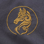 Buddha Stones Summer Tang Style Mandarin Collar Horse Embroidery Frog Button Solid Men's Short Sleeve Shirts With Pockets