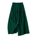 Buddha Stones Plain Color Cotton Linen High Waist Women's Wide Leg Pants With Pockets