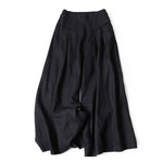 Buddha Stones Plain Color Cotton Linen High Waist Women's Wide Leg Pants With Pockets