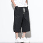 Buddha Stones Summer Casual Drawstring Side Slit Solid Cotton Men's Harem Pants With Pockets