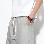 Buddha Stones Summer Casual Drawstring Side Slit Solid Cotton Men's Harem Pants With Pockets