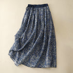 Buddha Stones Summer Drawstring Floral Print Lace-up Women's Skirts With Pockets