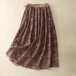 Buddha Stones Summer Drawstring Floral Print Lace-up Women's Skirts With Pockets