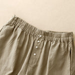 Buddha Stones Summer Minimalist Button-Up Elastic Waist Solid Women's Shorts With Pockets