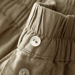 Buddha Stones Summer Minimalist Button-Up Elastic Waist Solid Women's Shorts With Pockets