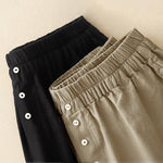 Buddha Stones Summer Minimalist Button-Up Elastic Waist Solid Women's Shorts With Pockets