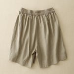 Buddha Stones Summer Minimalist Button-Up Elastic Waist Solid Women's Shorts With Pockets