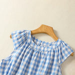 Buddha Stones Summer Pleated Yoke Gingham Check Women's Sleeveless T-Shirts Tank Top