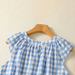 Buddha Stones Summer Pleated Yoke Gingham Check Women's Sleeveless T-Shirts Tank Top