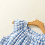 Buddha Stones Summer Pleated Yoke Gingham Check Women's Sleeveless T-Shirts Tank Top