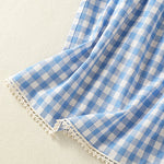 Buddha Stones Summer Pleated Yoke Gingham Check Women's Sleeveless T-Shirts Tank Top