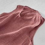 Buddha Stones Summer Casual Plaid Cotton Women's Sleeveless Dress With Pockets