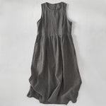 Buddha Stones Summer Casual Plaid Cotton Women's Sleeveless Dress With Pockets