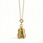 Buddha Stones 925 Sterling Silver Hetian Jade Peanut Good Things Happen Prosperity Necklace Pendant