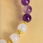 Buddha Stones Natural Amethyst White Agate Peanut Good Things Happen Spiritual Bracelet