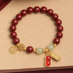 Buddha Stones Natural Cinnabar Fu Character Peanut Good Things Happen Blessing Bracelet