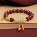 Buddha Stones Natural Cinnabar Fu Character Peanut Good Things Happen Blessing Bracelet