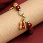 Buddha Stones Natural Cinnabar Fu Character Peanut Good Things Happen Blessing Bracelet